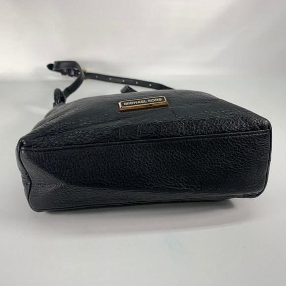 Michael Kors Black Pebbled Leather Small Braided Zipper Crossbody Bag - Picture 6 of 12
